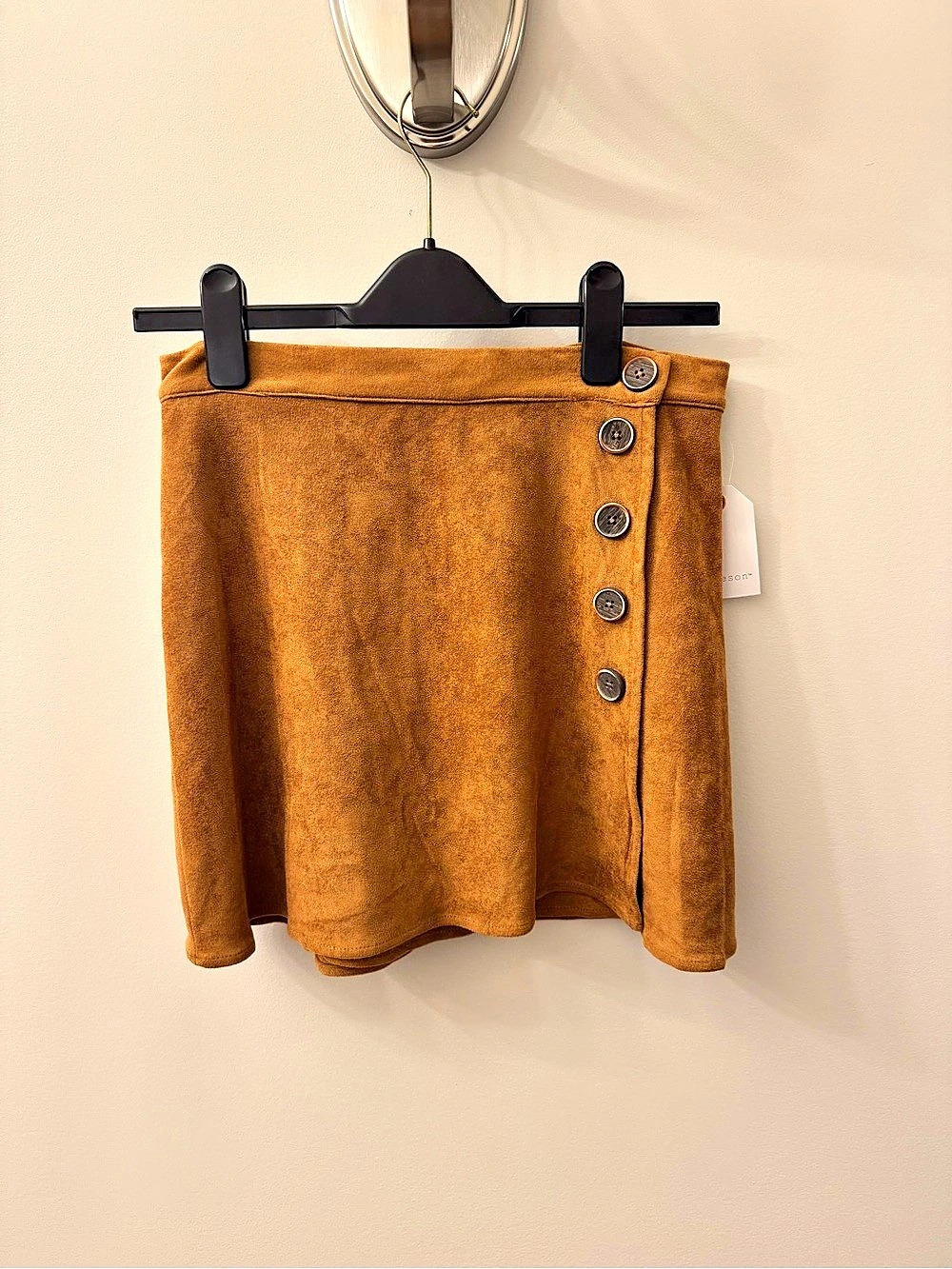 Coco + Jaimeson Microsuede Side Button Skirt Brown Medium - Picture 1 of 8